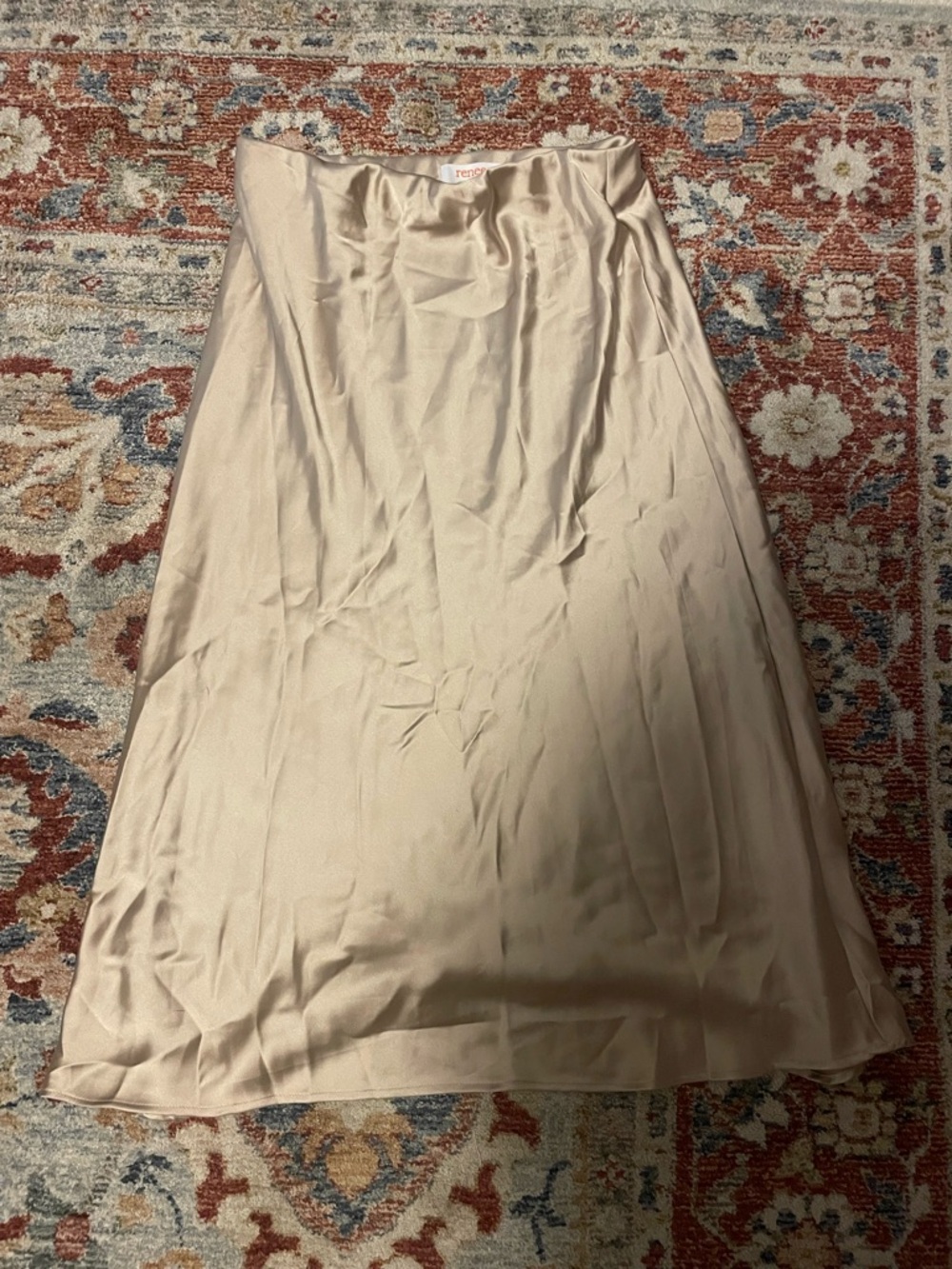 Renee C. Satin A-Line Skirt in Beige
